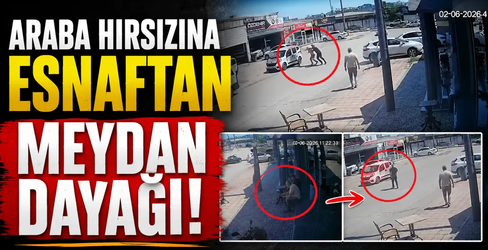 Araba hırsızına esnaftan meydan dayağı!