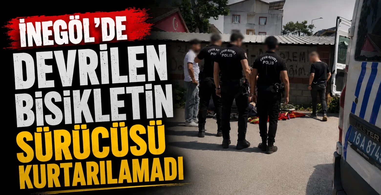 İnegöl'de devrilen bisikletin sürücüsü kurtarılamadı