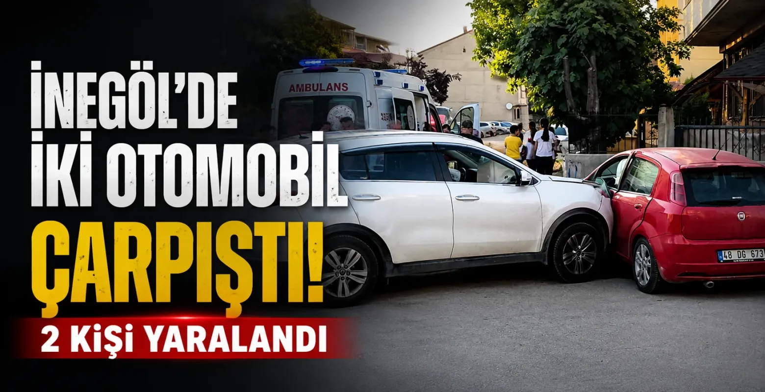 İnegöl'de iki otomobil çarpıştı: 2 kişi yaralandı