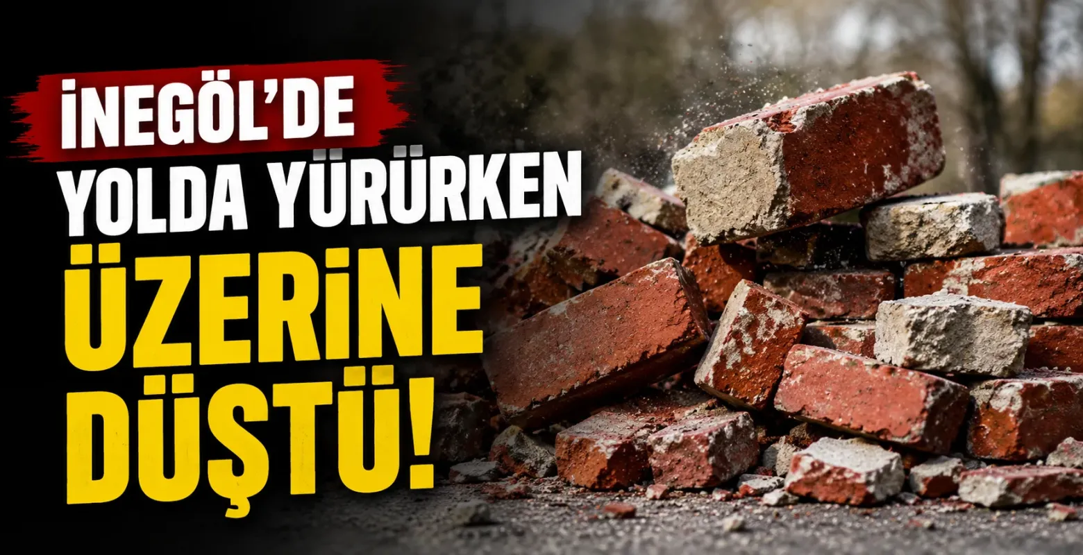 İnegöl'de yolda yürürken üzerine düştü!