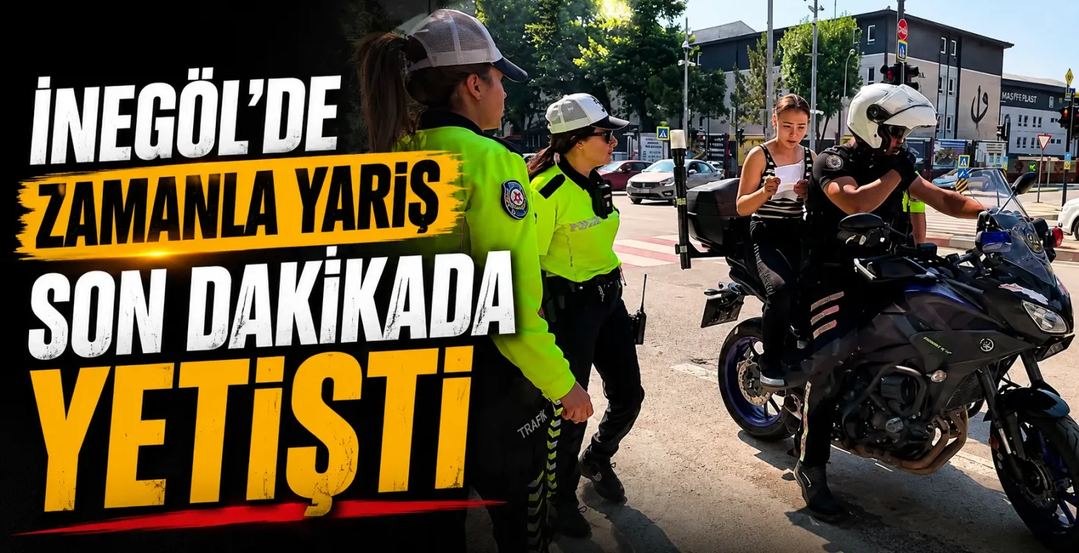 İnegöl’de motosikletli polis öğrenciyi YKS’ye son dakikada yetiştirdi