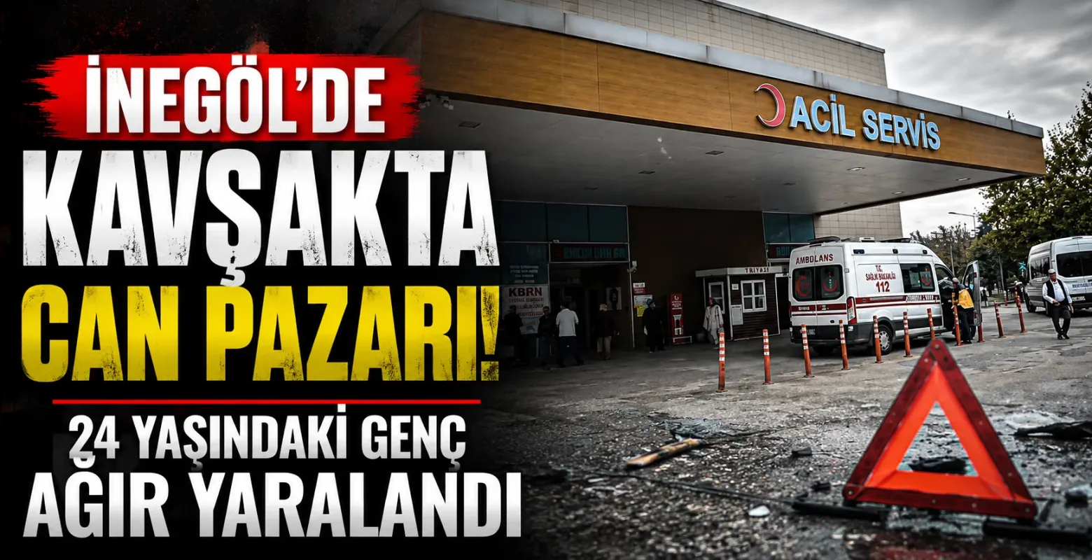İnegöl'de kavşakta can pazarı! 24 yaşındaki genç ağır yaralandı