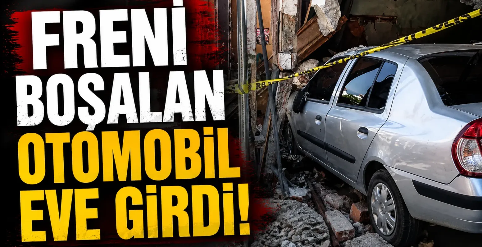 Freni Boşalan Otomobil Eve Girdi!