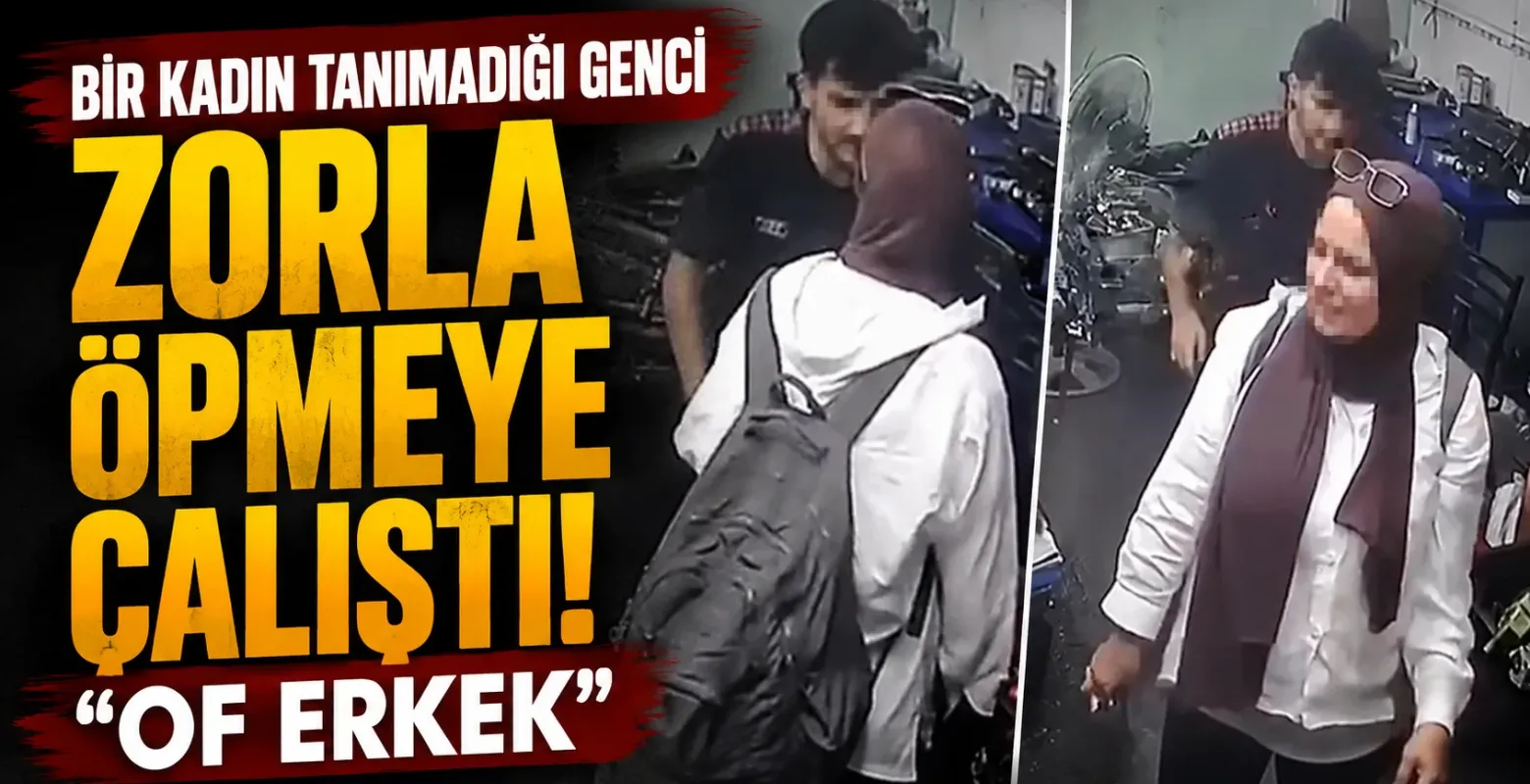 Bir kadın tanımadığı genci zorla öpmeye çalıştı! "Of erkek"