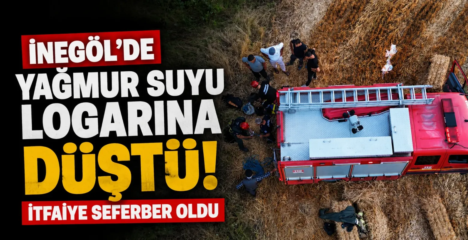 İnegöl'de yağmur suyu logarına düştü! İtfaiye seferber oldu