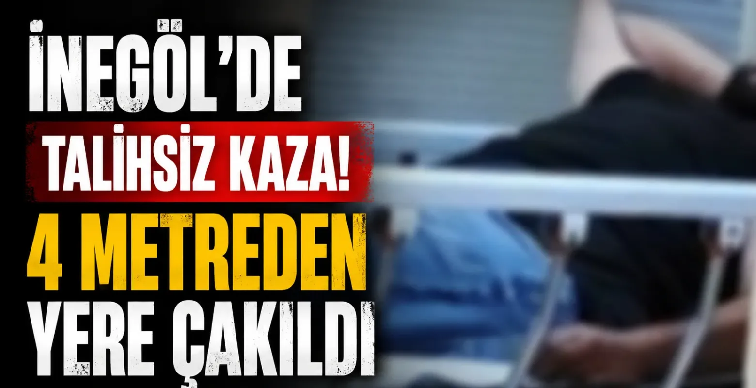İnegöl'de Talihsiz Kaza! 4 Metreden Yere Çakıldı