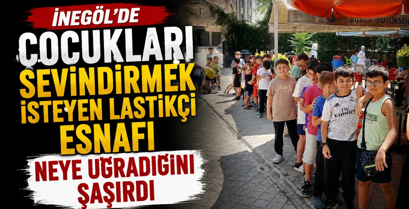 İnegöl'de çocukları sevindirmek isteyen lastikçi esnafı neye uğradığını şaşırdı