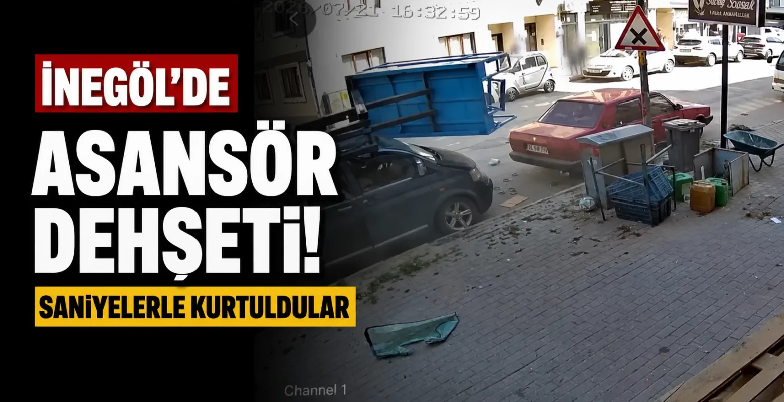 İnegöl'de Asansör Dehşeti! Saniyelerle Kurtuldular
