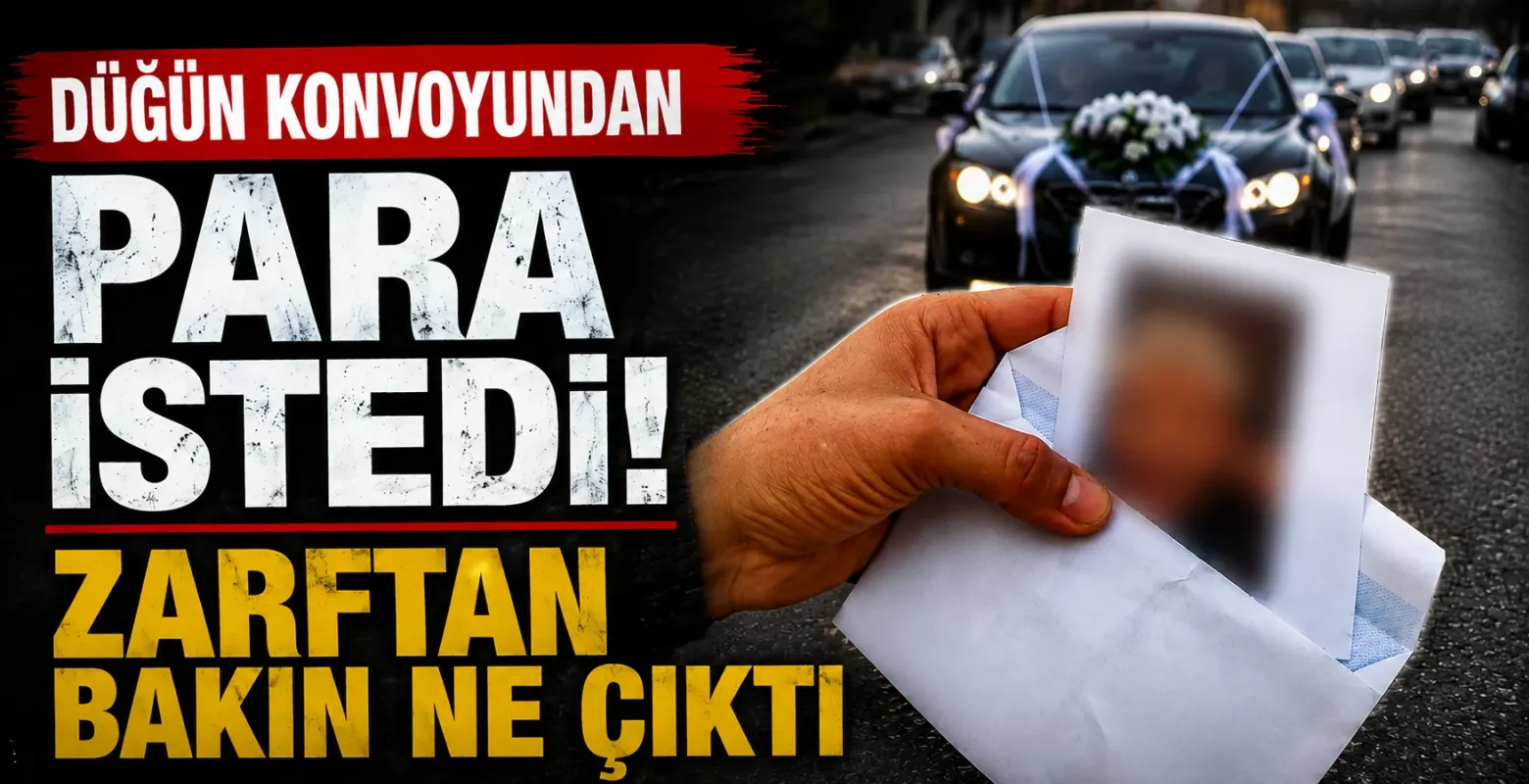 Düğün konvoyundan para istedi! Zarftan bakın ne çıktı