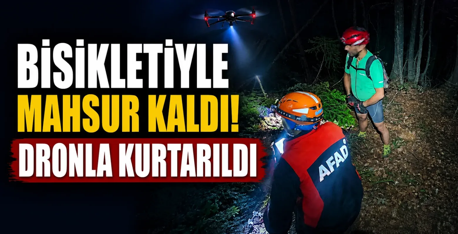 Bisikletiyle Mahsur Kaldı! Dronla Kurtarıldı