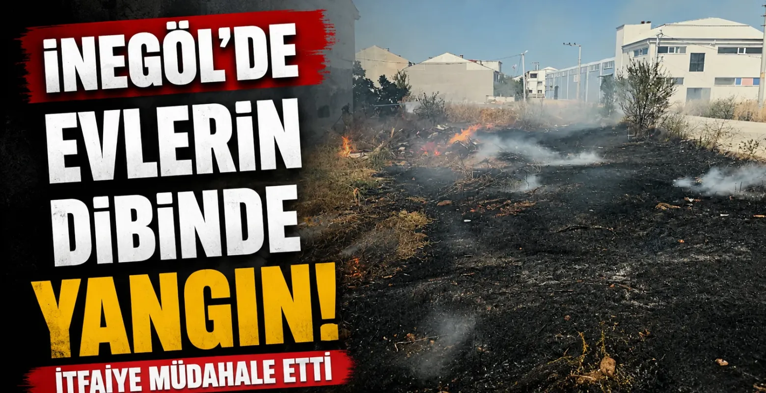 İnegöl'de evlerin dibinde yangın! İtfaiye müdahale etti
