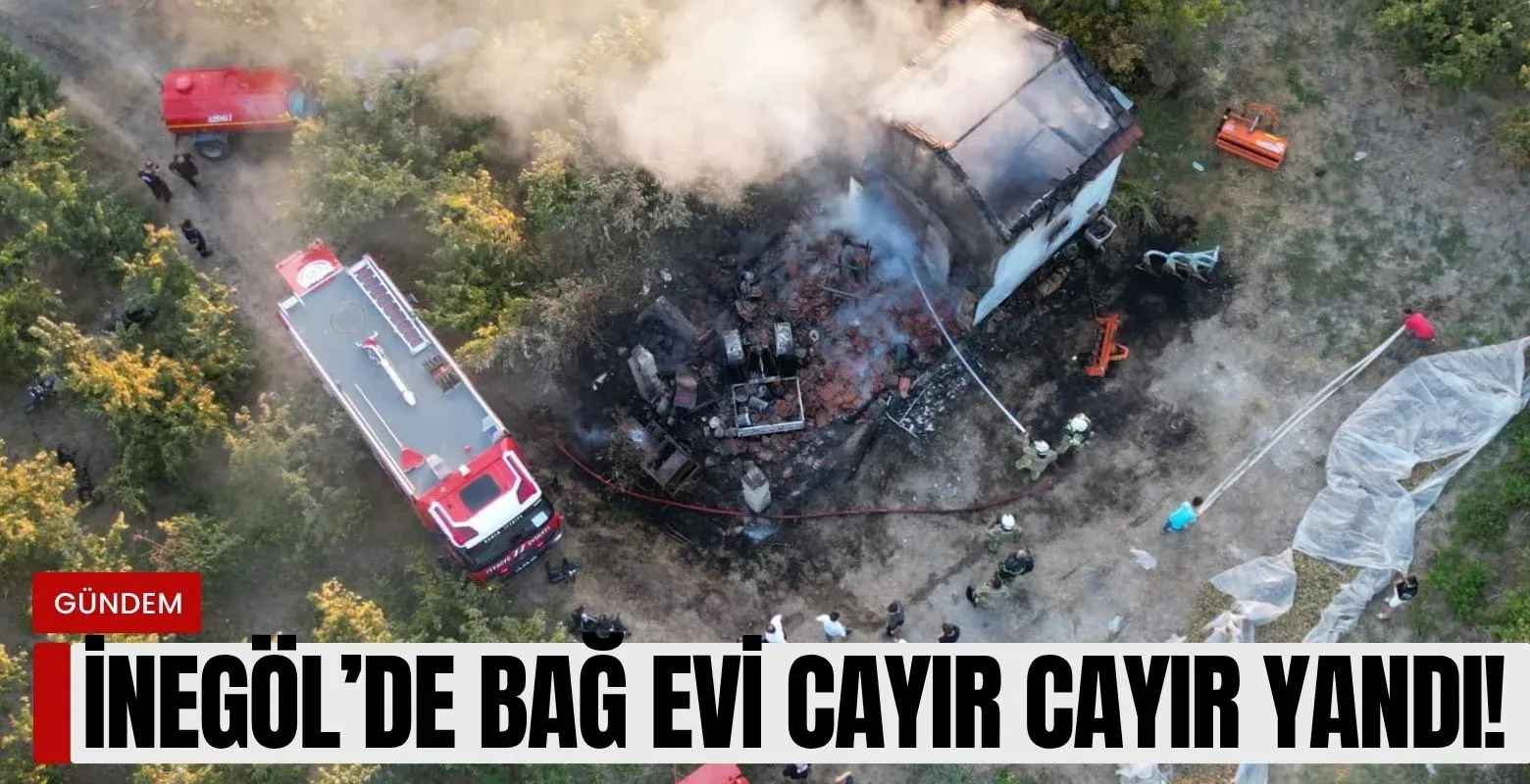 İnegöl'de bağ evi cayır cayır yandı