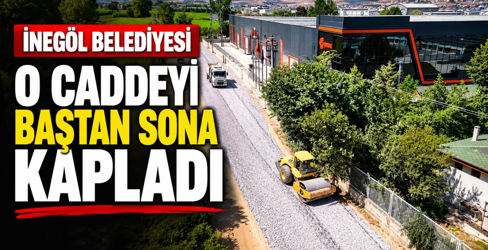 İnegöl Belediyesi o caddeyi baştan sona kapladı