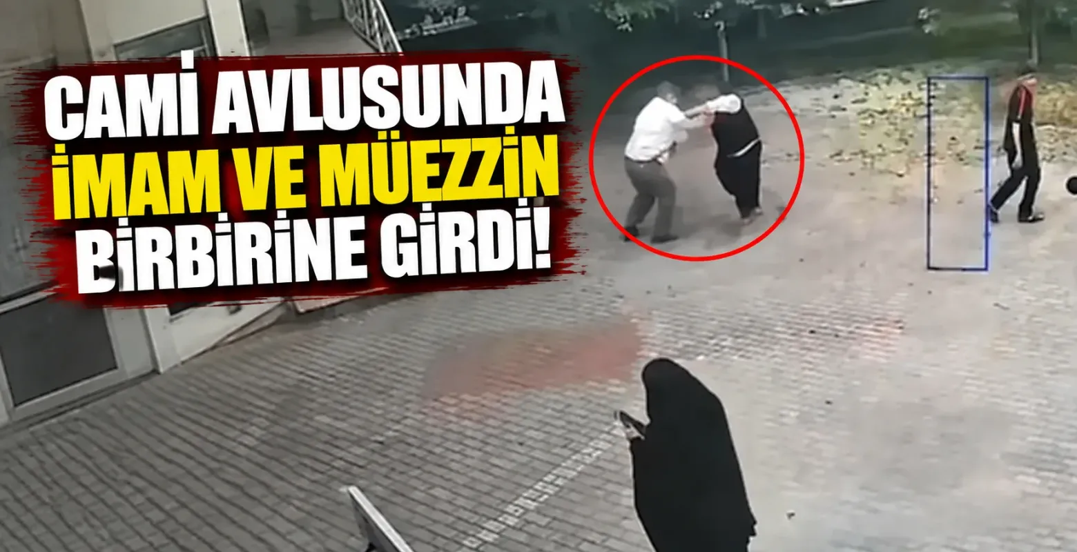 Cami avlusunda imam ve müezzin birbirine girdi!