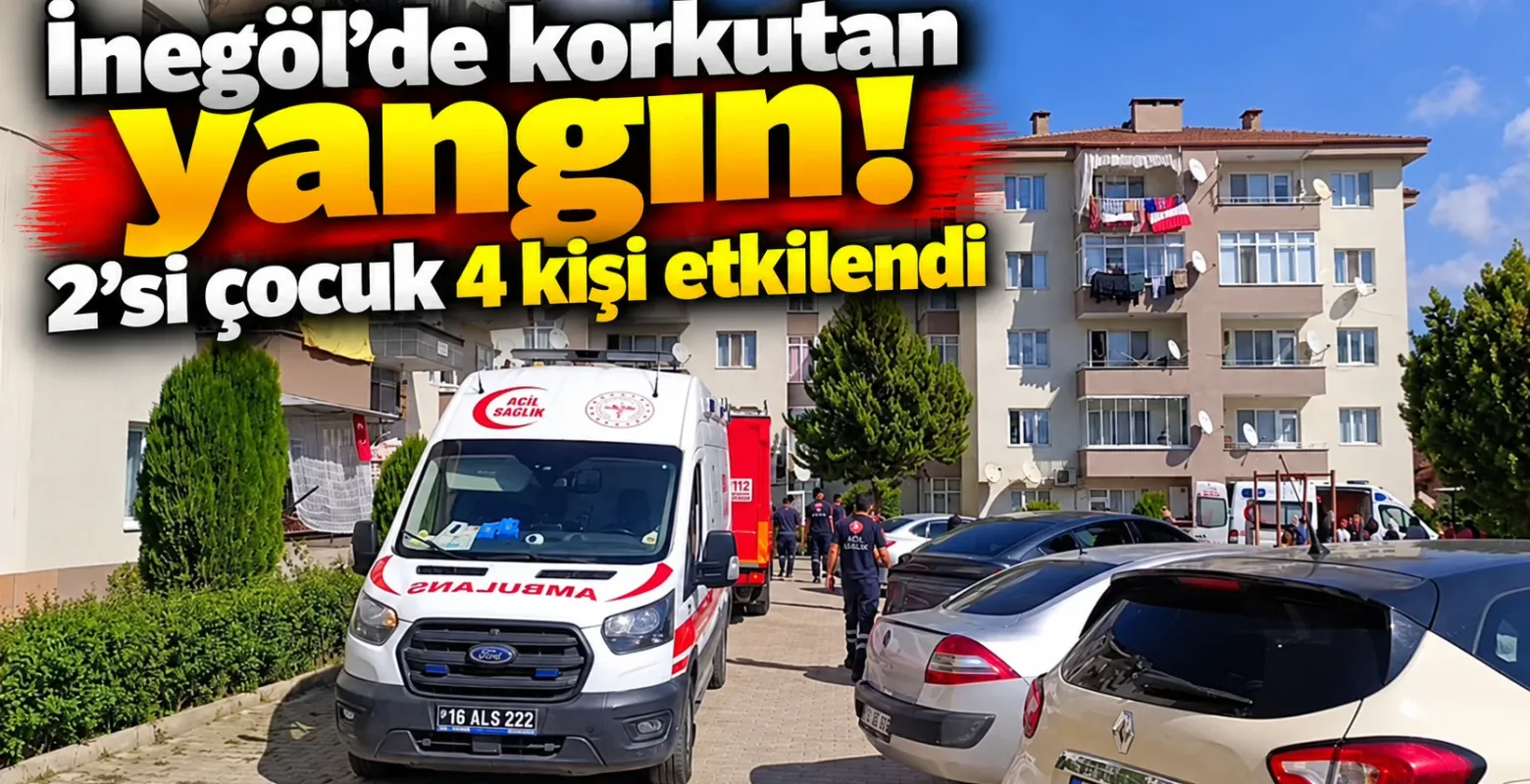 İnegöl’de korkutan yangın! 2’si çocuk 4 kişi etkilendi