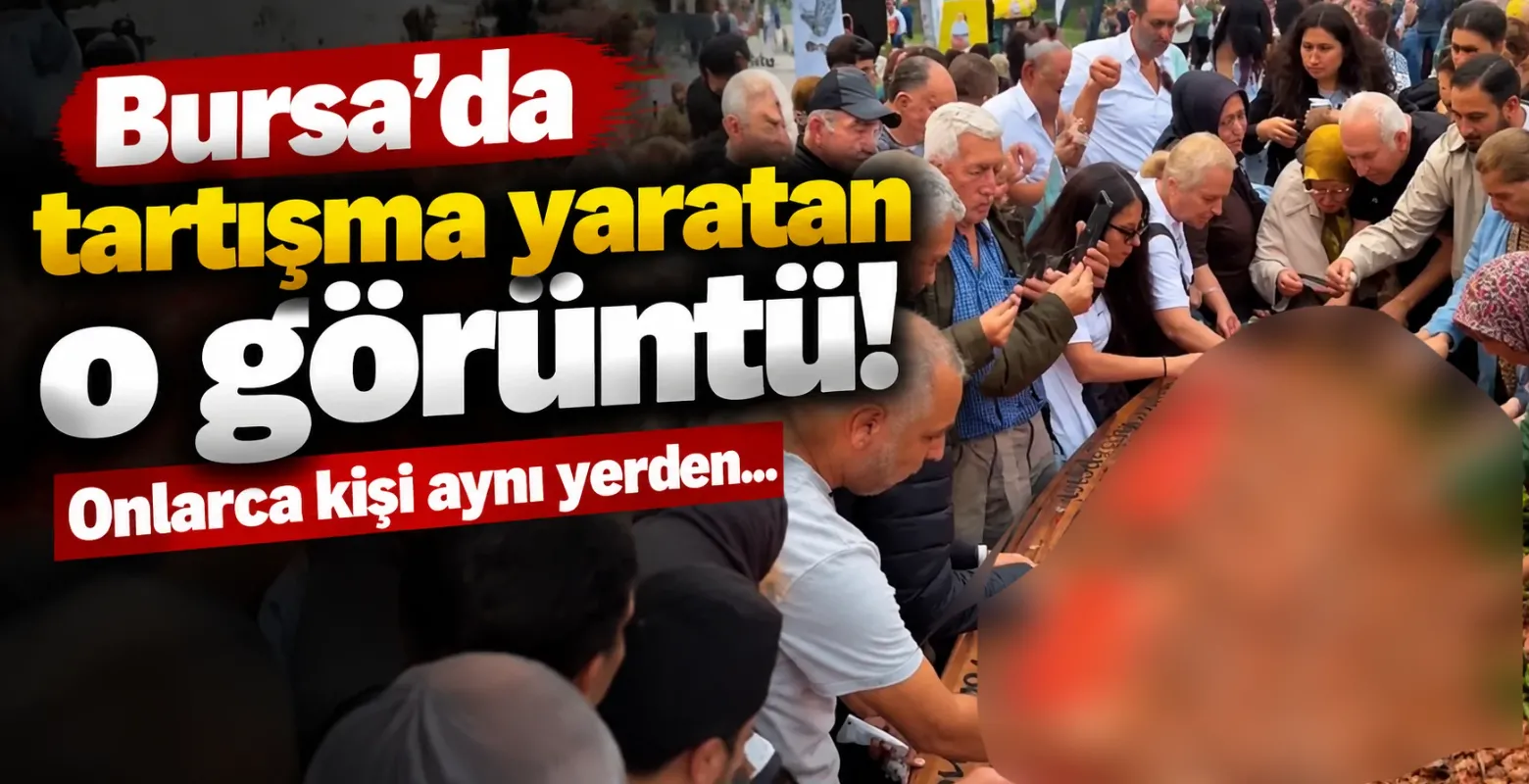 Bursa'da tartışma yaratan o görüntü! Onlarca kişi aynı yerden...