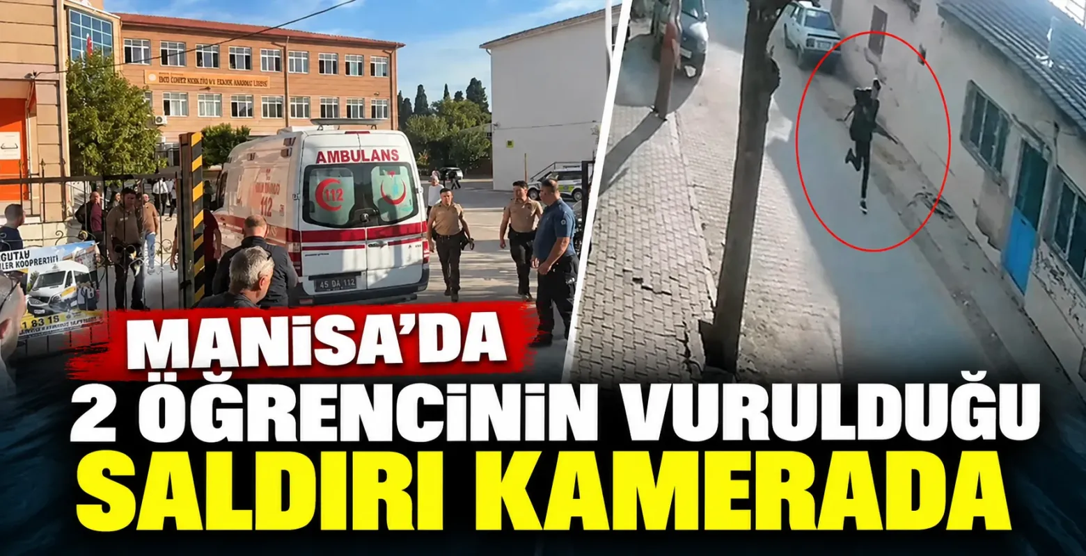 Manisa'da 2 öğrencinin vurulduğu saldırı kamerada
