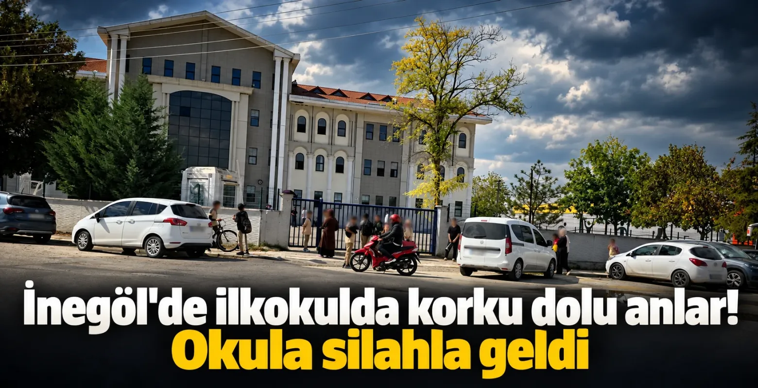 İnegöl'de ilkokulda korku dolu anlar! Okula silahla geldi