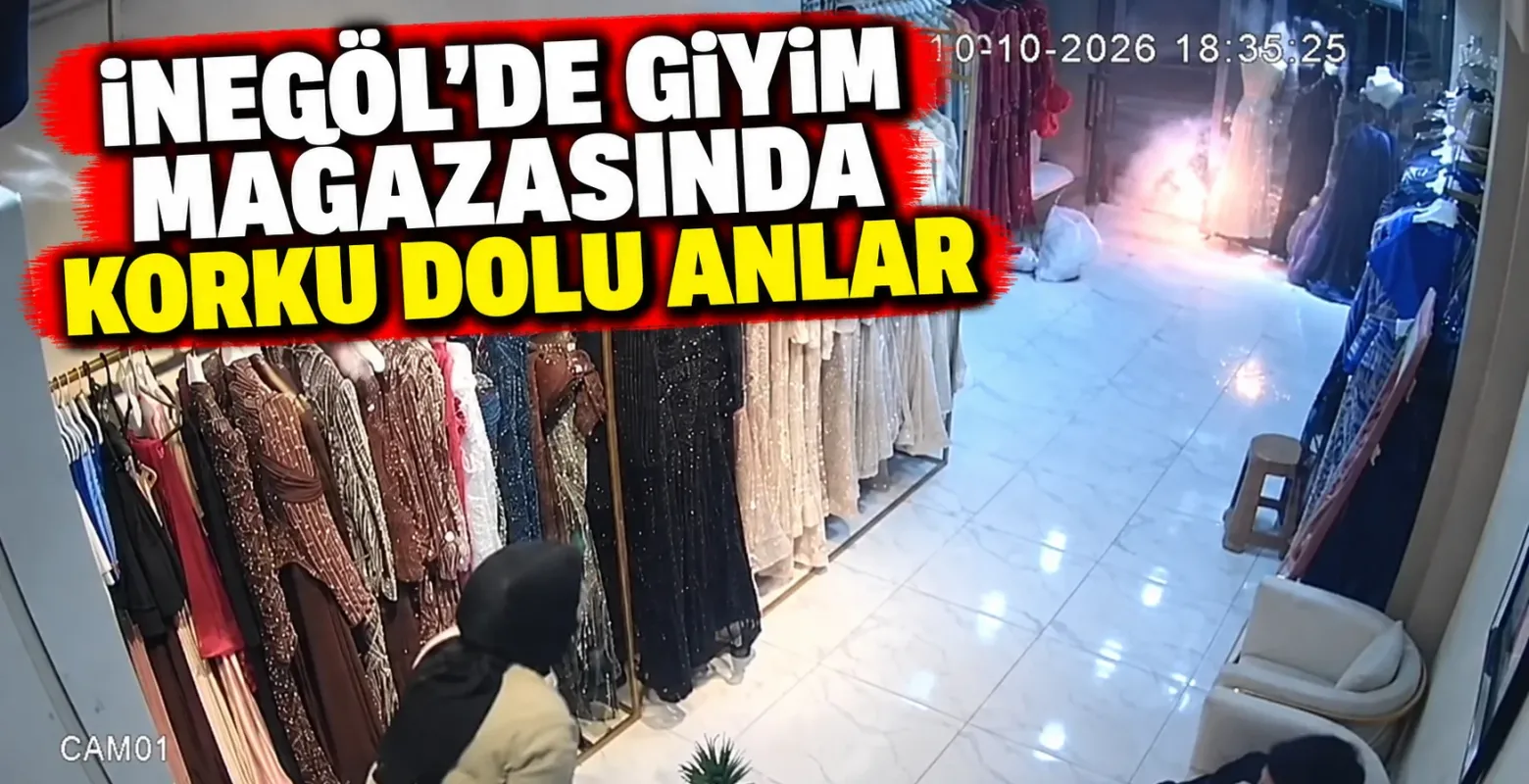 İnegöl'de giyim mağazasında korku dolu anlar