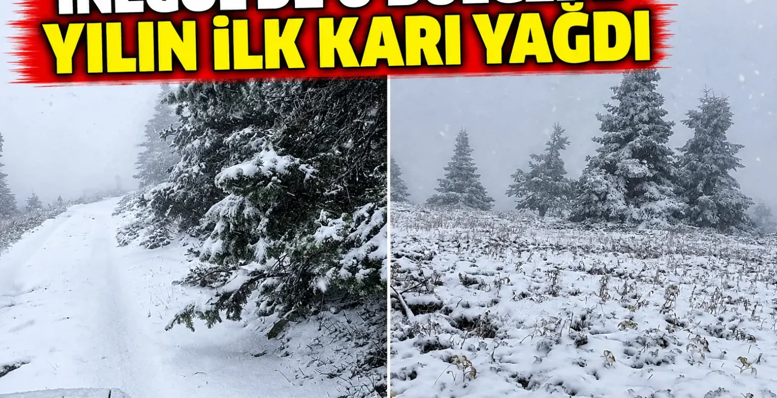 İnegöl'de o bölgede yılın ilk karı yağdı