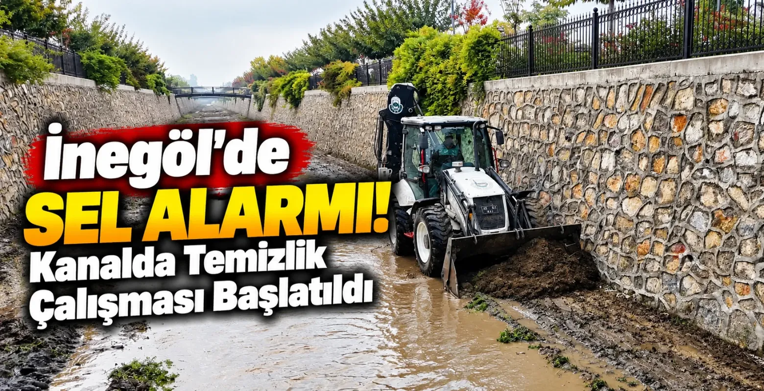 İnegöl'de Sel Alarmı! Kanalda Temizlik Çalışması Başlatıldı