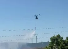 Karacabey’de engebeli arazide yangın