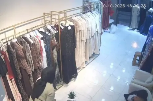 İnegöl'de giyim mağazasında korku dolu anlar