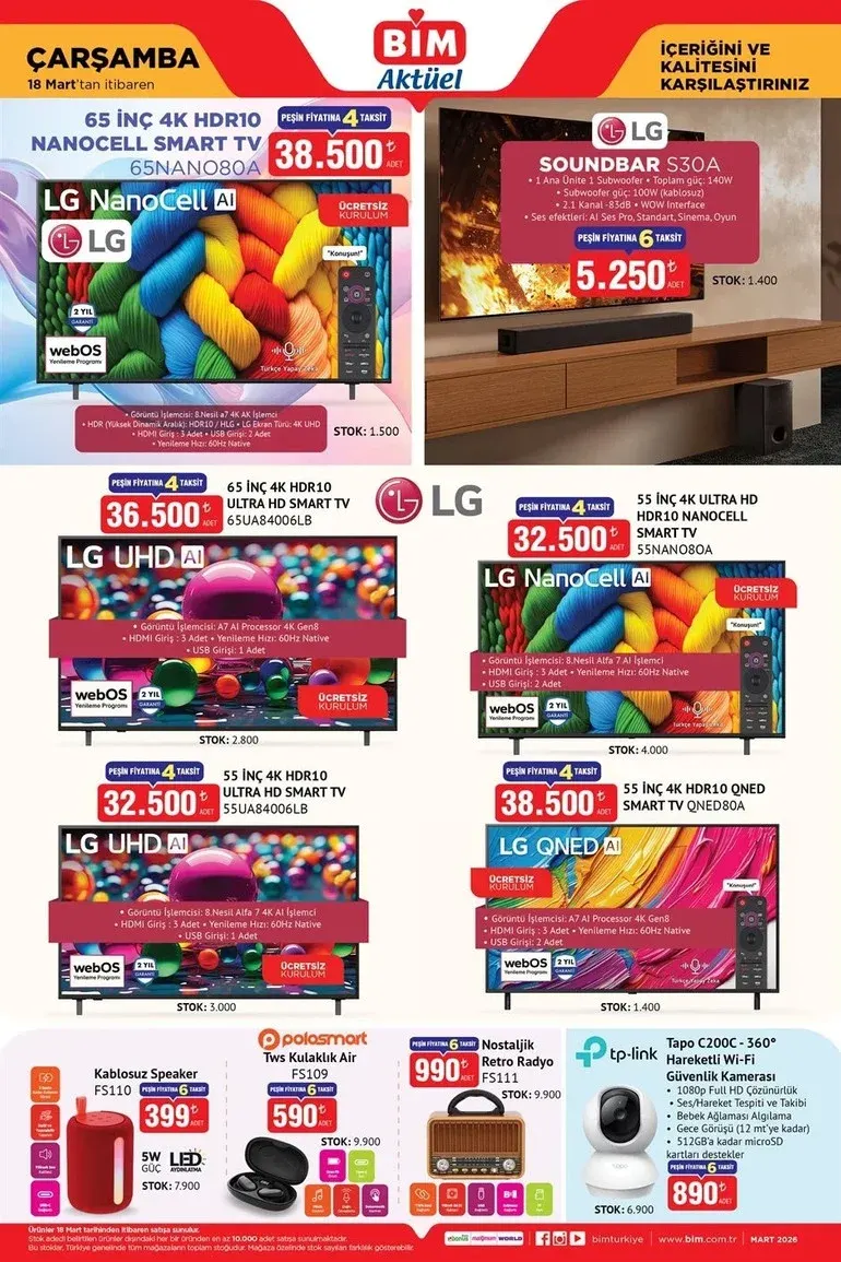 BİM aktüel kataloğu 18-20 Mart 2026 ürünleri açıklandı
