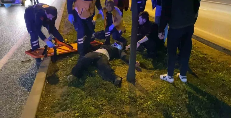 İnegöl’de karayolunda telefonunu alırken araba çarptı