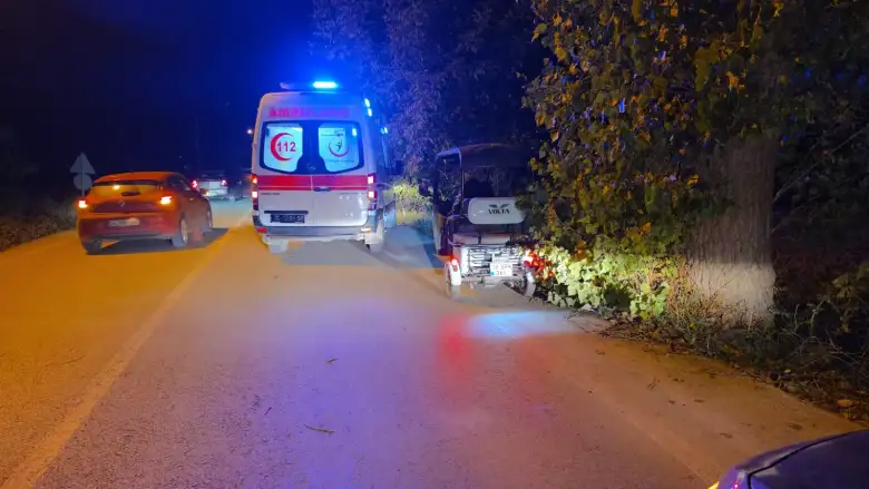 İnegöl'de kadın sürücü ağaçlık alana uçtu!