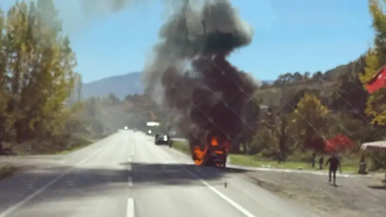 İnegöl'de seyir halinde alev topuna döndü!