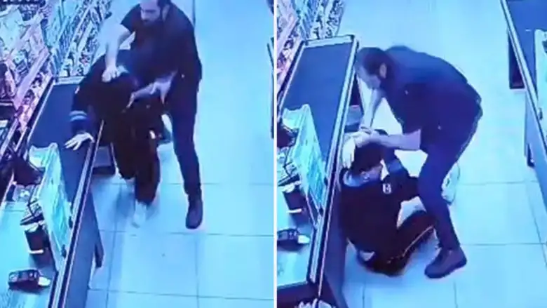 Marketin ortasında öldüresiye dövdü!