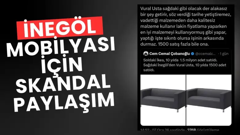 İnegöl Mobilyacı için skandal paylaşım!