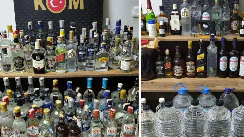 İnegöl'de yüzlerce litre kaçak alkol ele geçirildi