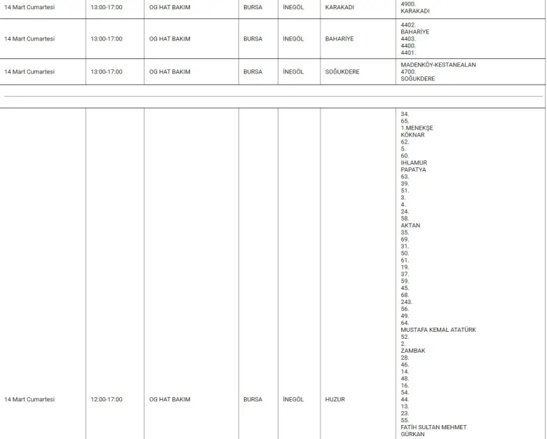 İnegöl'de hafta sonu elektrikler kesilecek! İşte kesinti yapılacak mahalleler