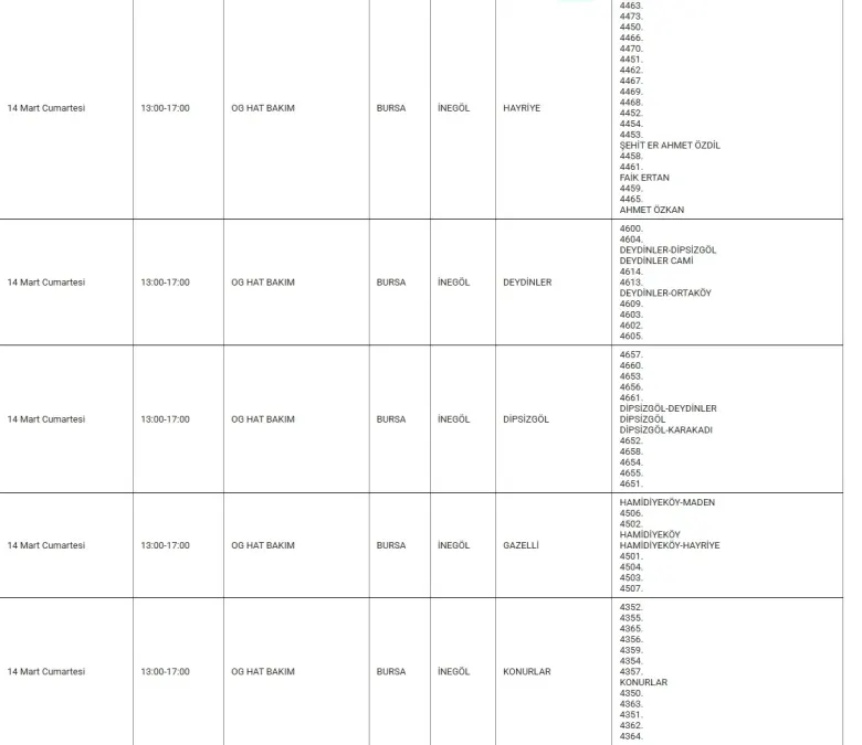 İnegöl'de hafta sonu elektrikler kesilecek! İşte kesinti yapılacak mahalleler