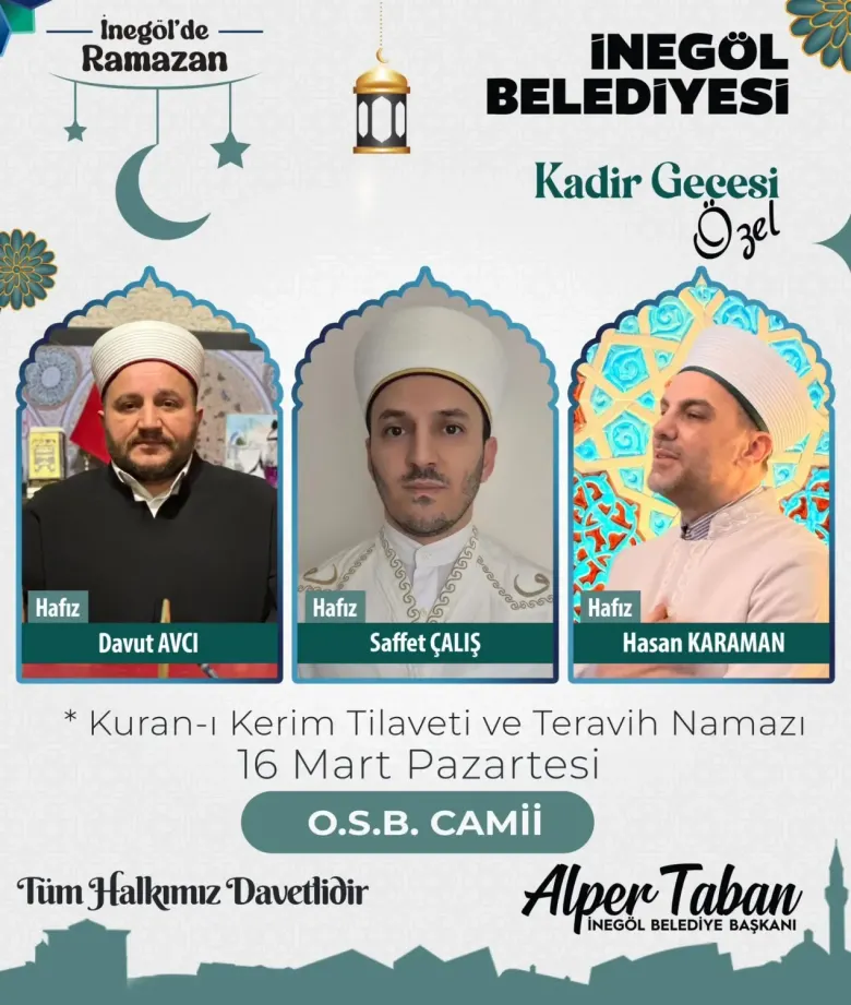 Kadir Gecesi’nde İnegöllüler aynı çatı altında
