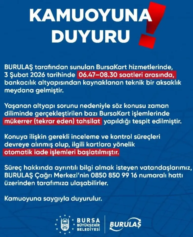 BursaKart kullanıcılarının kartlarından fazla para çekildi BursaKart kullanıcılarının kartlarından fazla para çekildi