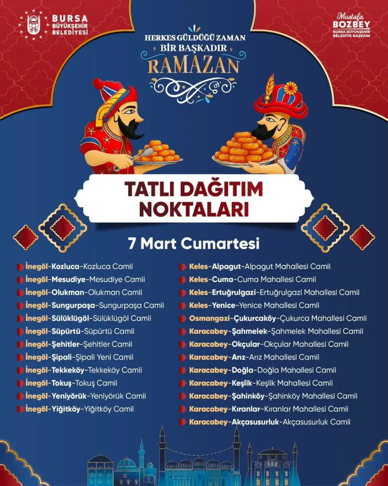 İnegöl’de Teravih Sonrası Tatlı Dağıtımı Yapılacak