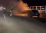 Otomobil seyir halinde alev alev yandı
