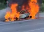 Seyir halindeki araç böyle yandı!