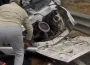 Refüje çarpan aracın sürücüsü hastanelik oldu!