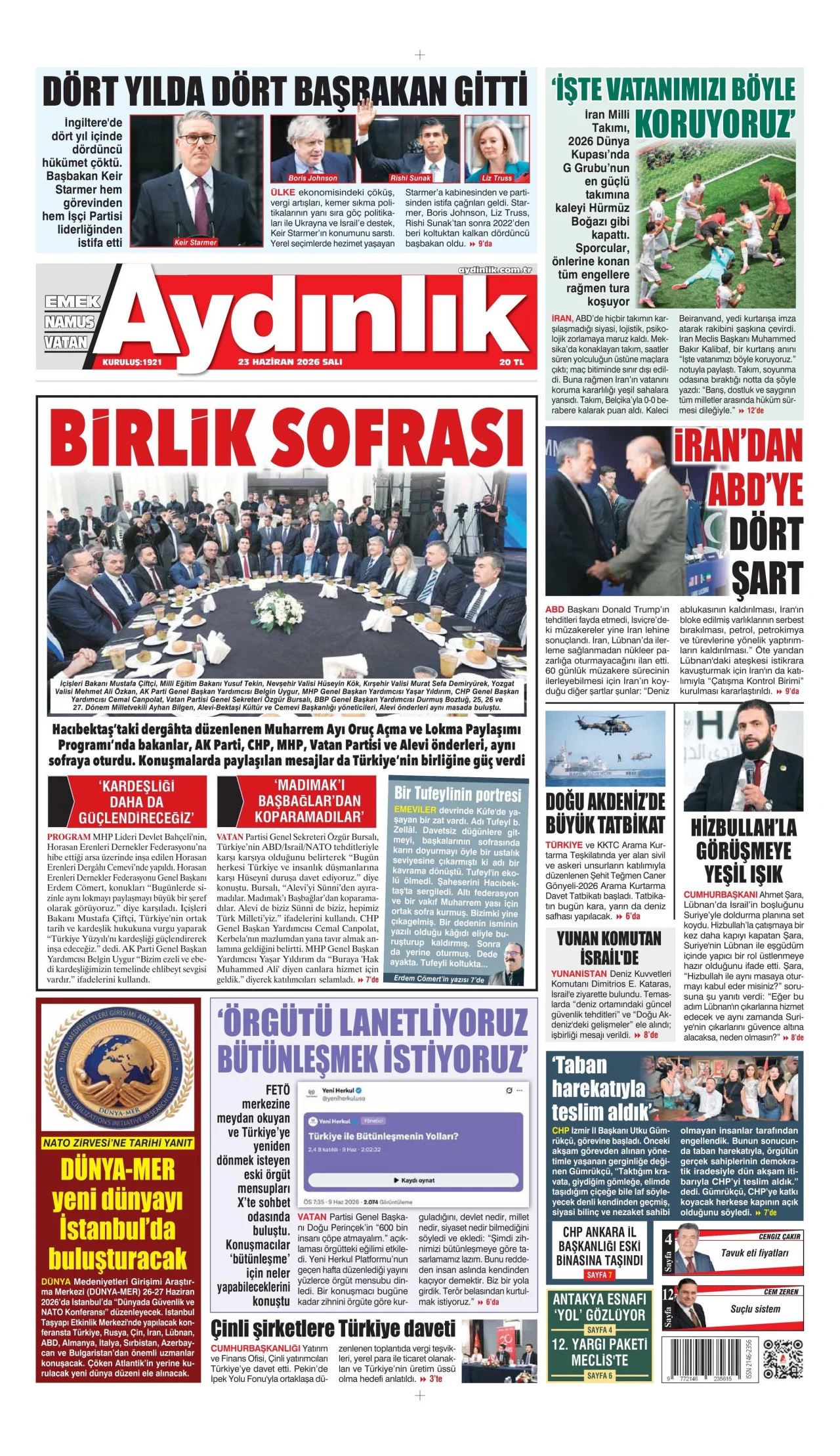 Aydınlık Gazetesi Bugun