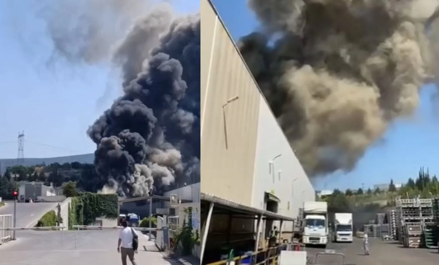 Fabrika yangınında dumanlar gökyüzünü kapladı