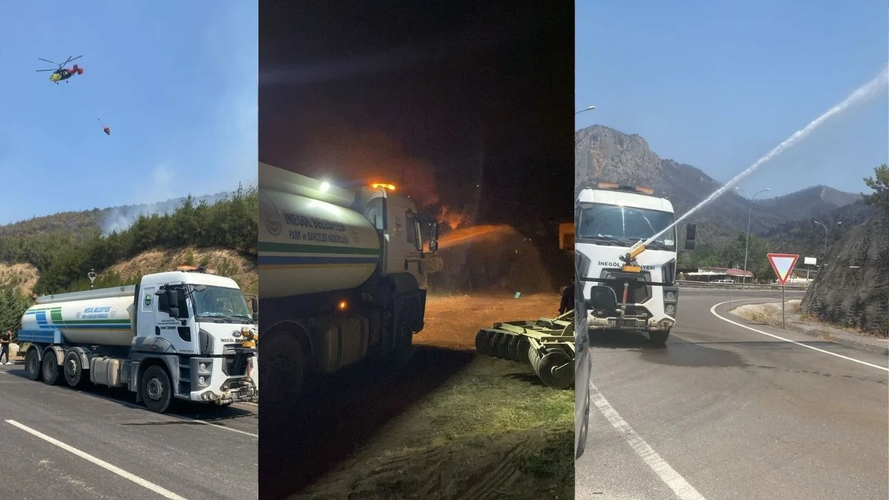 İnegöl Belediyesi yangın bölgesinde