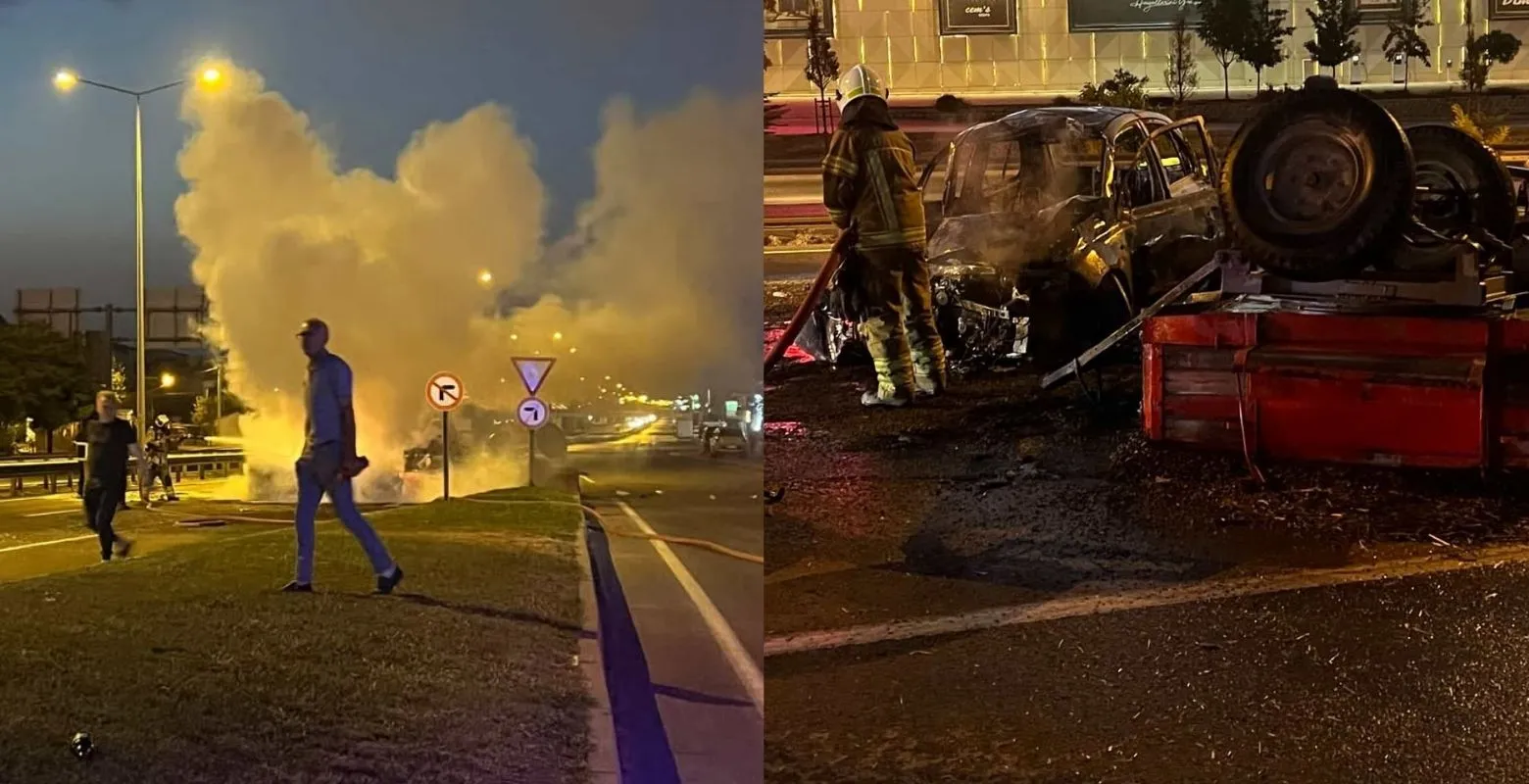İnegöl'de gece saatlerinde korkutan kaza!