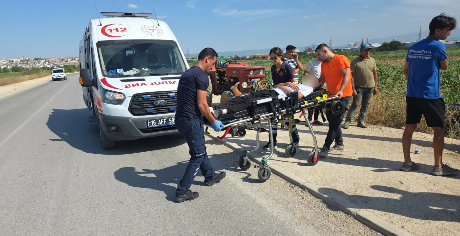 İnegöl'de korku dolu anlar: Genç sürücü hastaneye kaldırıldı