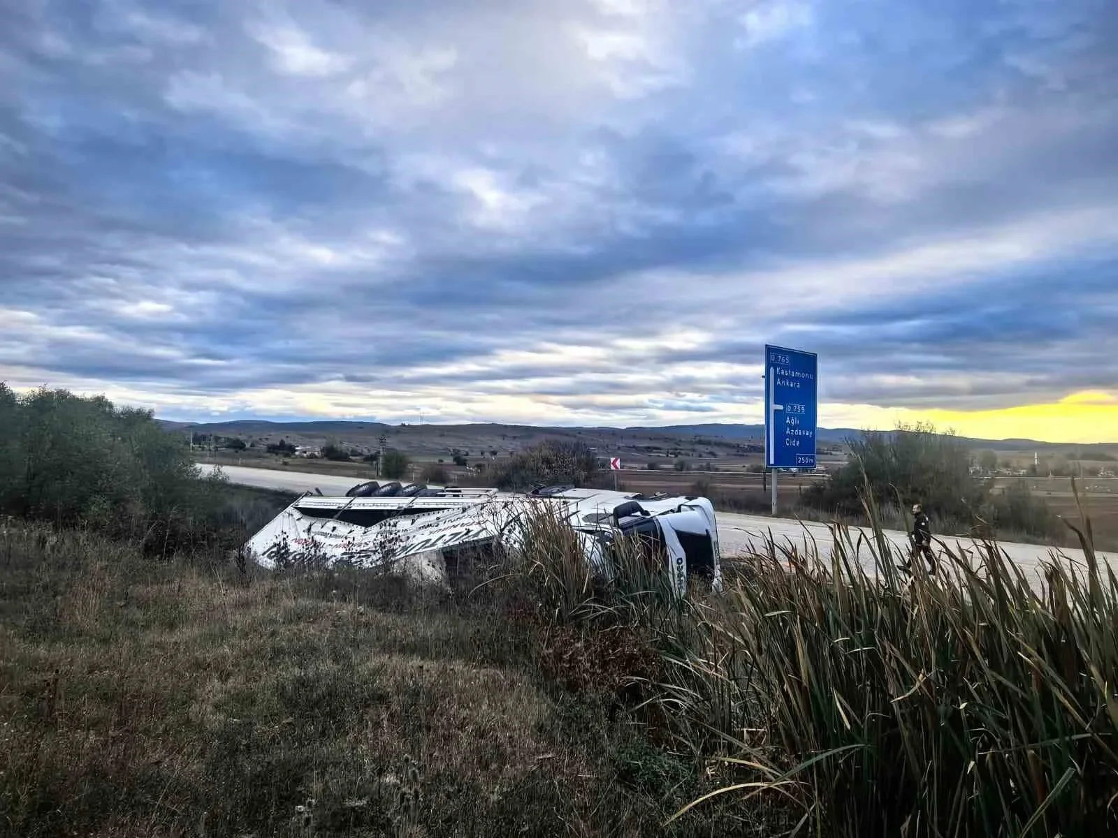 Sunta Yüklü Tır Devrildi, Sürücü Yaralandı