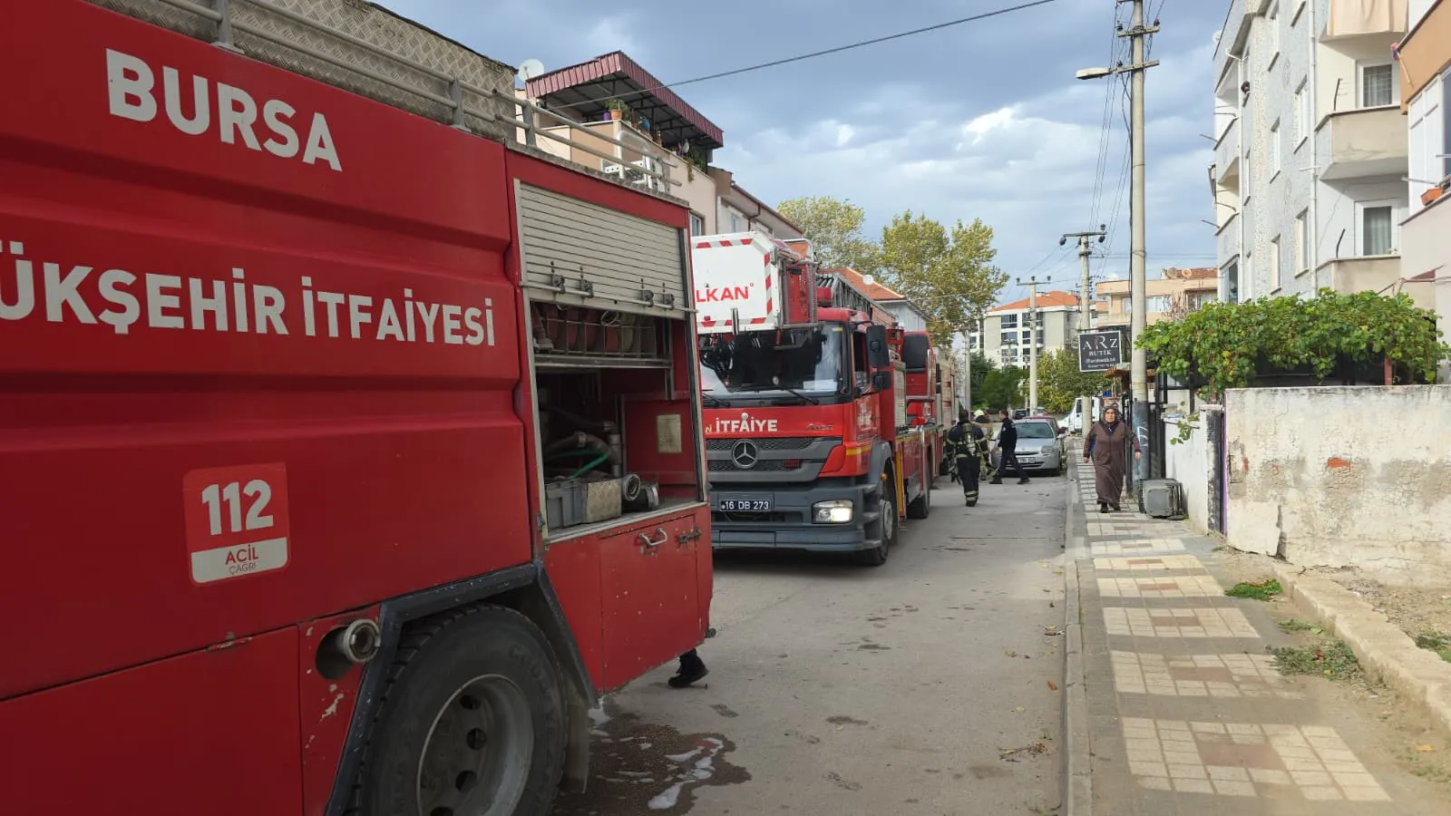 İnegöl'de doğalgaz kombisi alev aldı