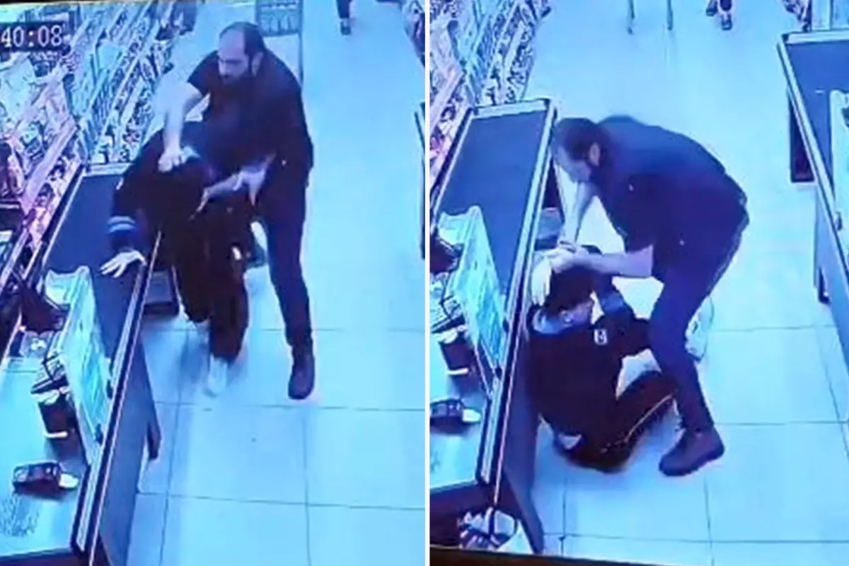 Marketin ortasında öldüresiye dövdü!